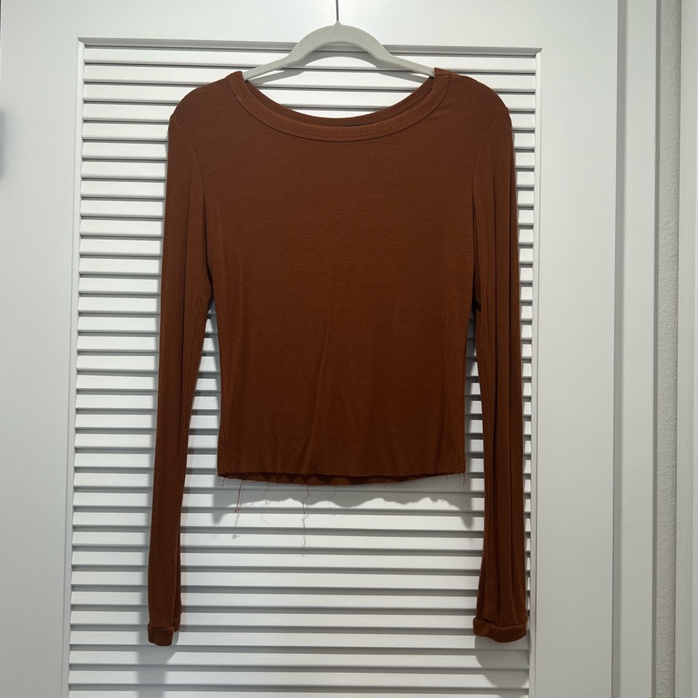 Brandy Melville Burnt Orange Ribbed Long Sleeve